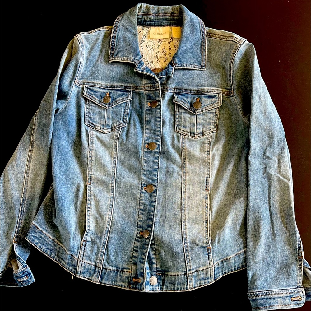 Denim Jacket by Chico’s Size 1 (8/10),